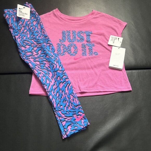 NWT Nike Leggings & Tee Set Girls Size 6 - Picture 1 of 3